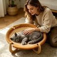 thumbnail image 4 of Elevated Wooden Cat Dog Bed, Breathable Mesh Hammock Pet Cot for Indoor Outdoor, Raised Bed for Puppy Bunny Small Animals, Portable Cat Furniture, 4 of 7