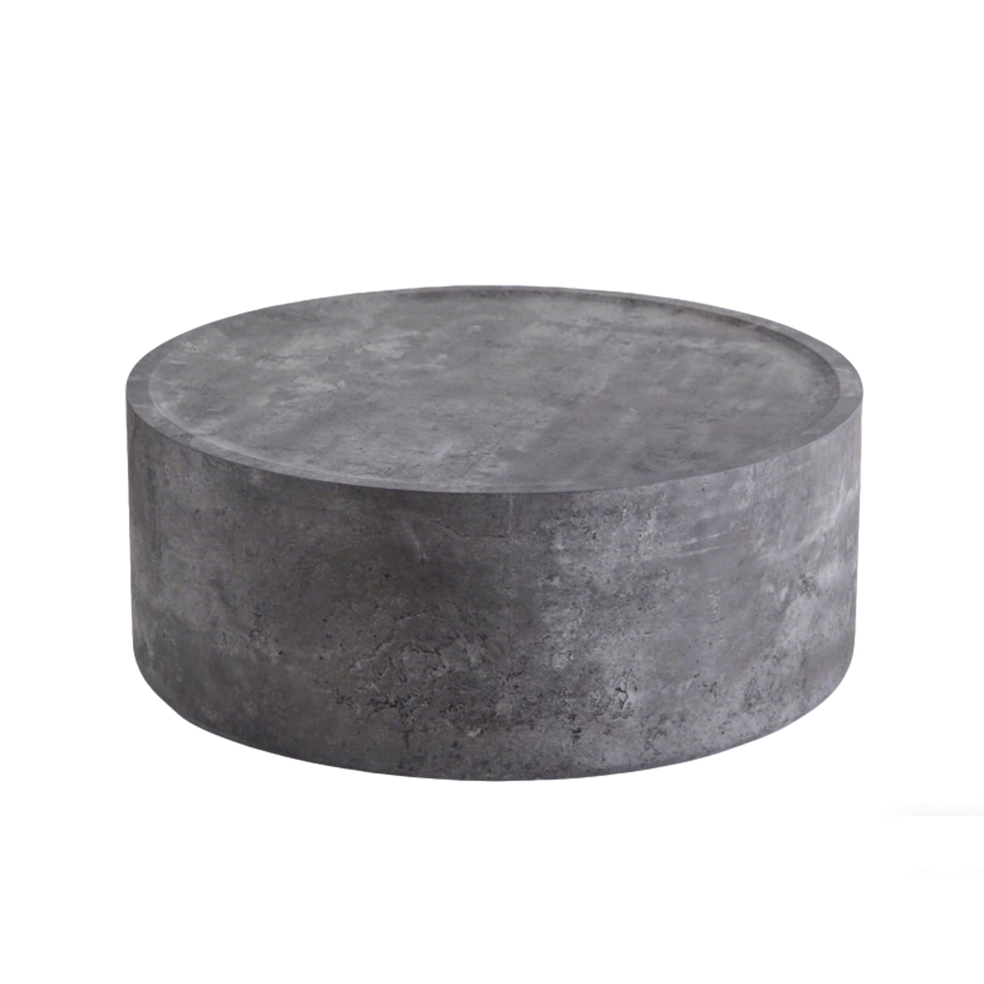 Leumius Round Coffee Table with Faux Concrete Finish, Modern Drum Circle Coffee Table for Living Room Bedroom, No Need Assembly Gray 2