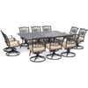 Hanover Traditions 11-Piece Outdoor Patio Dining Set with 10 Swivel Rockers and Aluminum Table