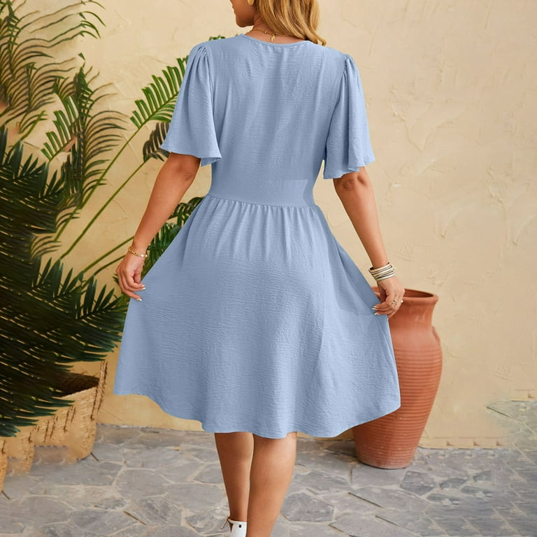 Cagogo Womens Casual Short Sleeve Graduation Dresses Summer Spring