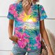thumbnail image 5 of Karight Beach Vacation Blosue for Women Coconut Floral Tropical Printed Summer Short Sleeve Button Down Hawaiian Shirts, 5 of 7