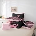 thumbnail image 6 of Erosebridal Cheetah Pattern Letter J 7-Piece Bedding Comforter Set,Pink Black Leopard Printed King Bedding Sets For Kids Girls,Reversible pink, 6 of 7