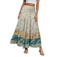 thumbnail image 2 of Womens Summer Western Boho High Waisted Elastic Maxi Skirts Flowy Long Skirts A-Line Skirt with Pockets, 2 of 5
