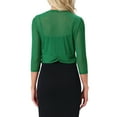 thumbnail image 3 of INSPIRE CHIC Women's Sheer Mesh Bolero Shrugs 3/4 Sleeve Lightweight Elegant Cropped Cardigan Green L, 3 of 6