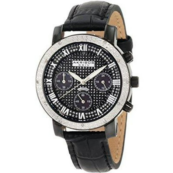 women's ak437bk grandiose diamond quartz chronograph black dial watch