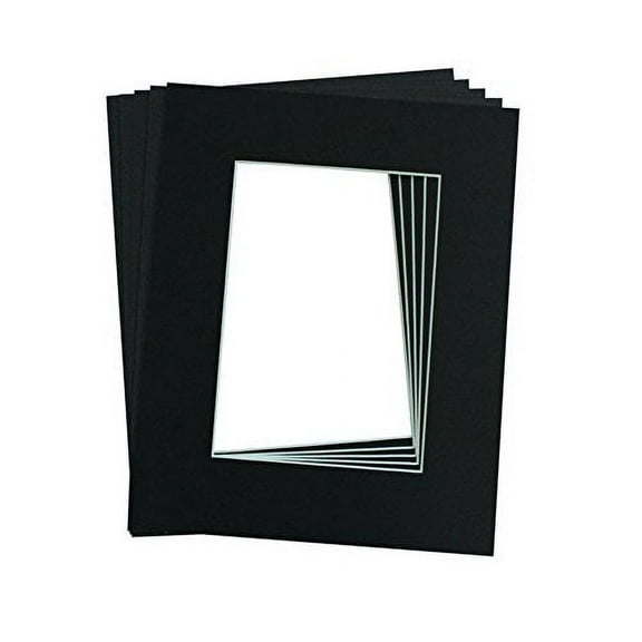 Mat Board Center Premier High Quality Acid-Free Pre-Cut 8x10 Black Picture Mat Sets.
