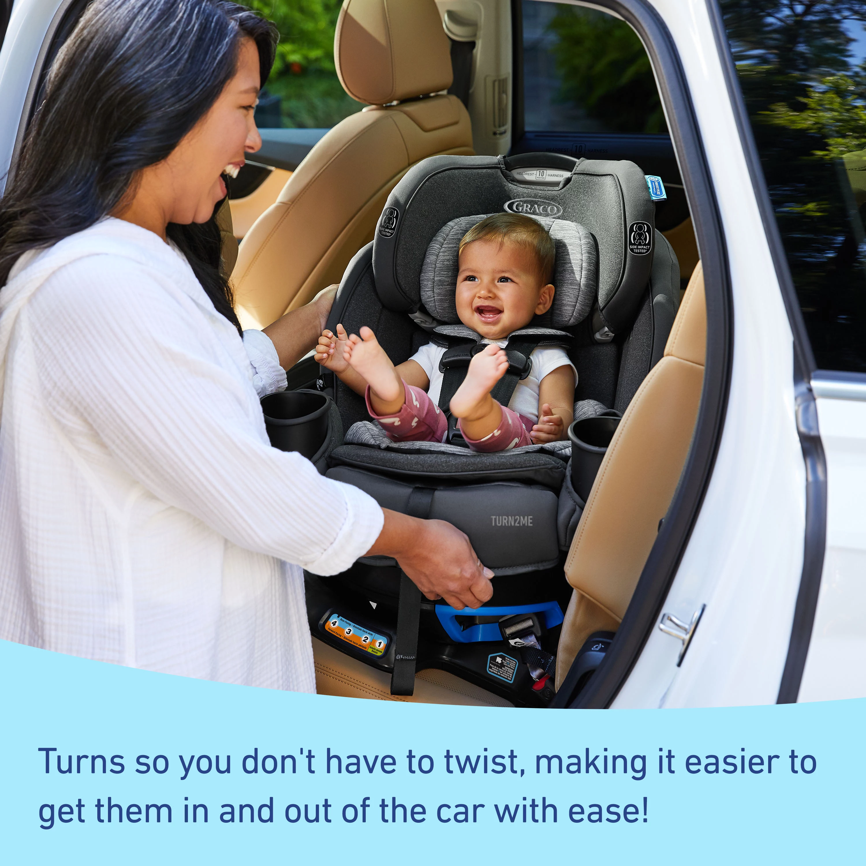 Graco Turn2Me 3-in-1 Car Seat, Rotating Convertible Car Seat, Easy Installation, Cambridge, 30lbs