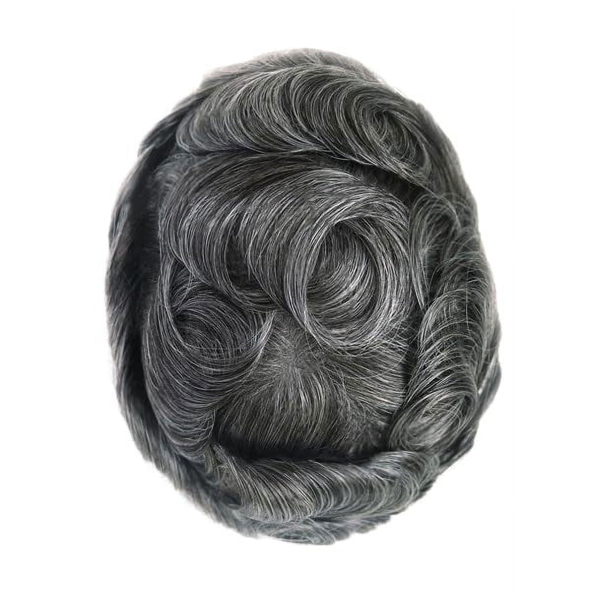 8x10in Fine Mono Center Poly with Gauze in front 100% Human Hair Replacement Mens Toupee Hair System Men Wigs