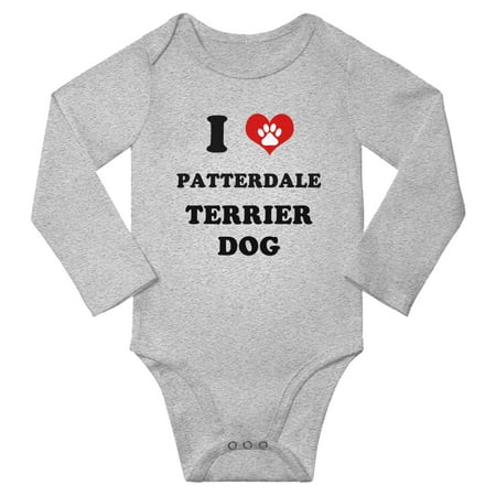 

I Heart Patterdale Terrier Dog Baby Long Bodysuits (Gray 18-24 Months)