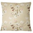 thumbnail image 2 of S4Sassy Square Cotton Poplin 2 Pcs Floral & Bird Print Beige Cushion Cover Throw-24 x 24 Inches, 2 of 4