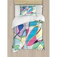 thumbnail image 3 of Modern Art Queen Size Duvet Cover Set, Odd Experimental Mix of Drawings Altering Active Motion States Artwork Print, Decorative 3 Piece Bedding Set with 2 Pillow Shams, Multicolor, by Ambesonne, 3 of 3