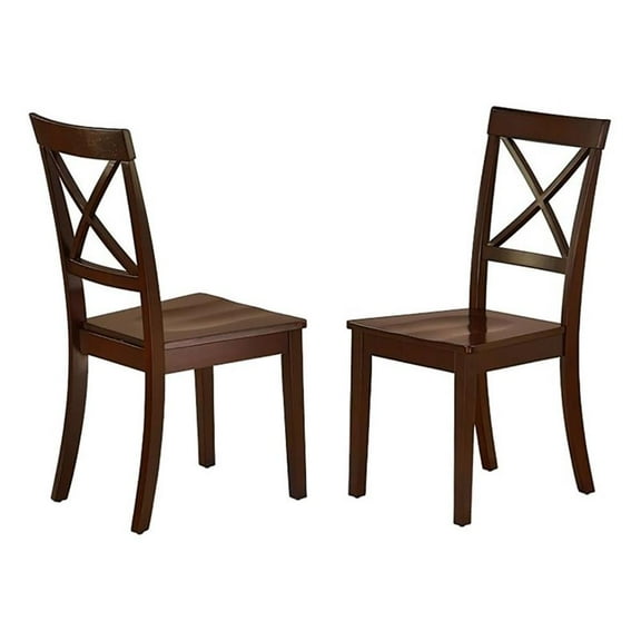 Pemberly Row 18" Traditional Wood Dining Chair in Mahogany (Set of 2)