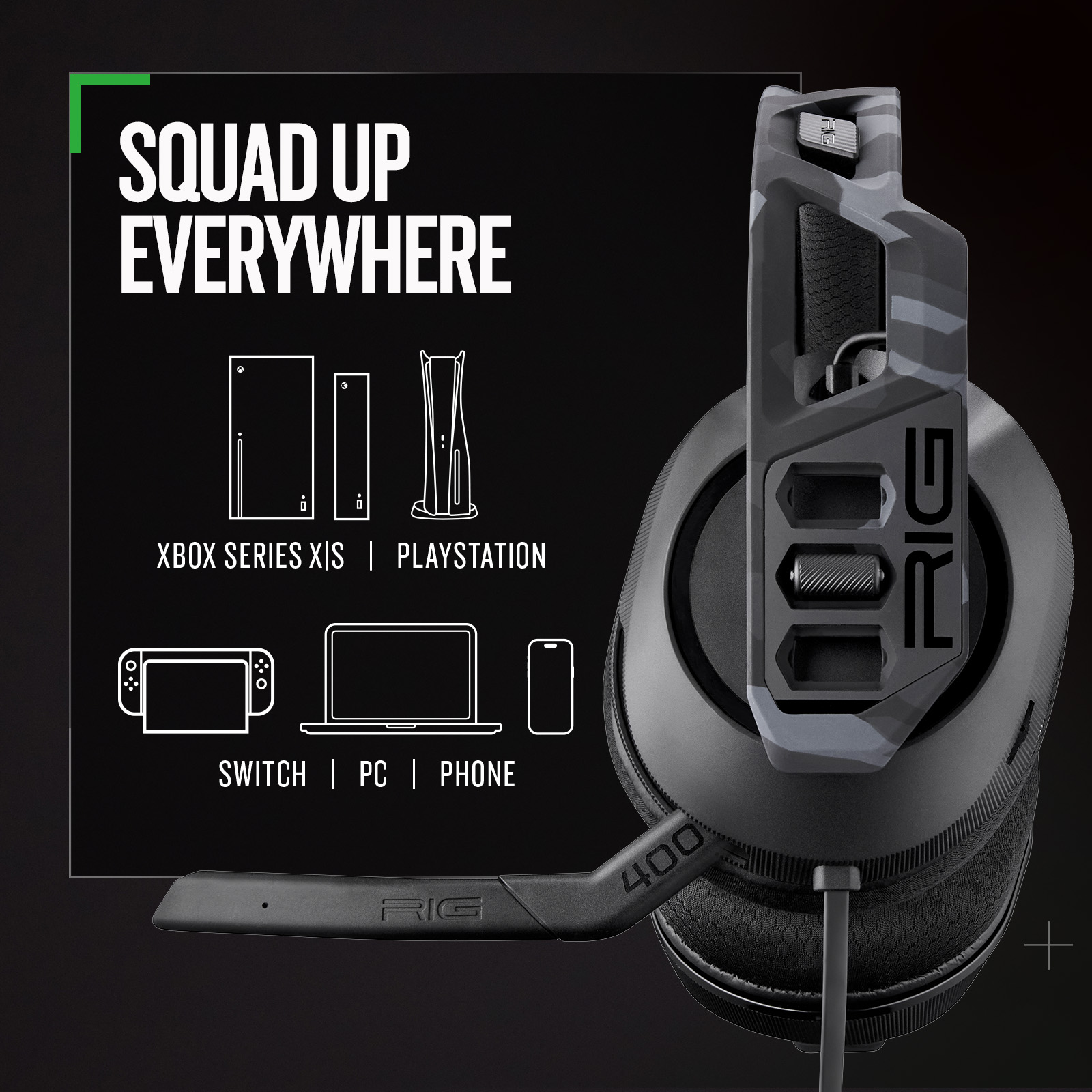 RIG 400 GEN 2 HX Gaming Headset, Dolby Atmos, Urban Camo photo 4