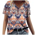 thumbnail image 2 of JTZGDY Vintage Floral Print Summer Tops for Women Casual Short Sleeve Oversized V Neck Graphic T-Shirts Loose Fit Comfy Beach Vacation Tunic Tees Shirt Blouse Khaki#01 XXL, 2 of 6