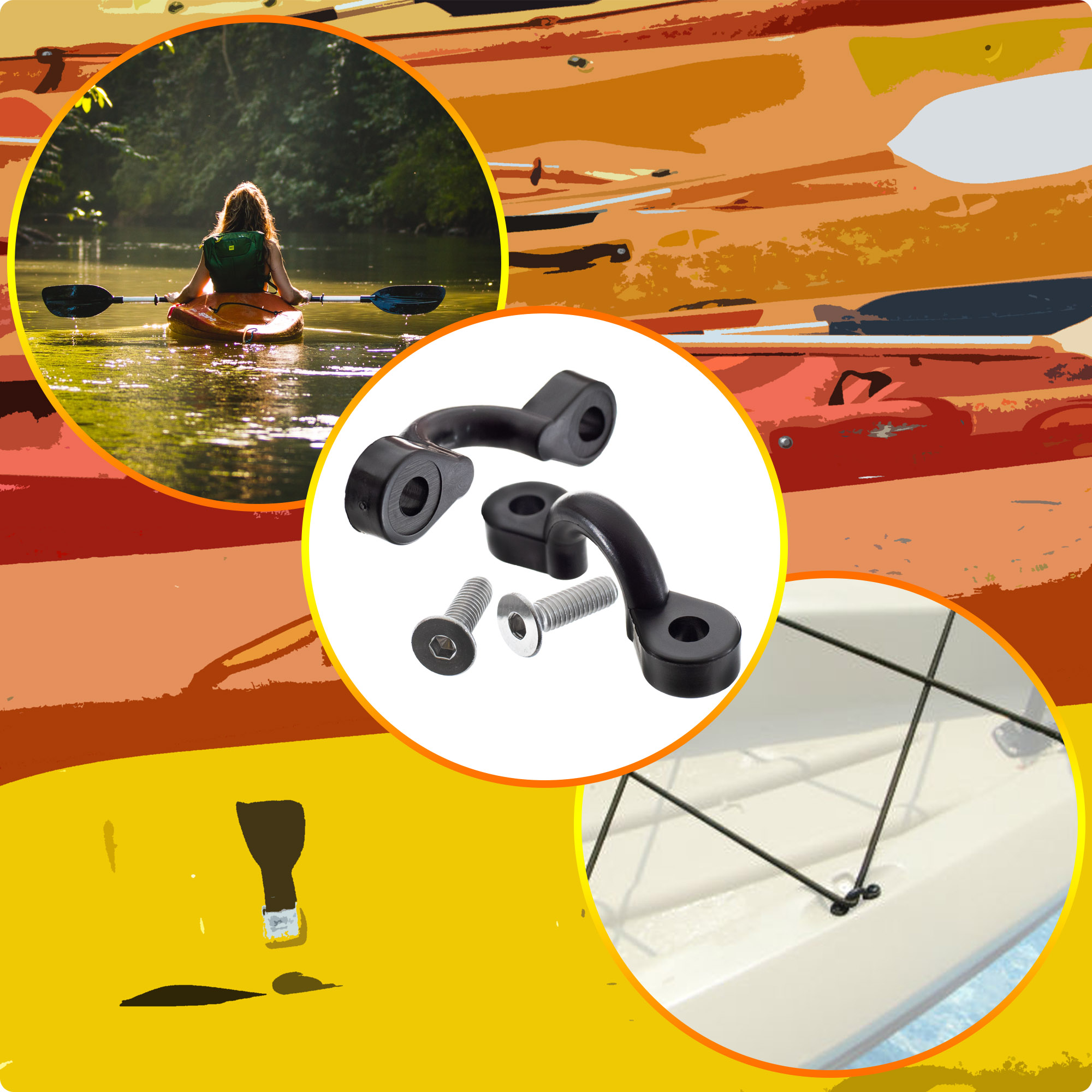 West Coast Paracord Black Kayak Strap Eye Screws - Available in 8, 10, 20, and 50 Packs