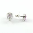 thumbnail image 2 of Gold Coast Pink Sapphire Cushion Cut Platinum Plated Halo Earrings, 2 of 5