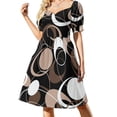 thumbnail image 1 of Vestido retro de manga corta con óvalos de los años 60, ropa de mujer, vestido elegante coreano para mujer., 1 of 7