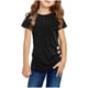 thumbnail image 1 of Camisas Para Niñas Elegantes Gibobby Tops Casual botón manga corta niñas niños túnica frente camiseta blusa Negro 10-11 Años, 1 of 4