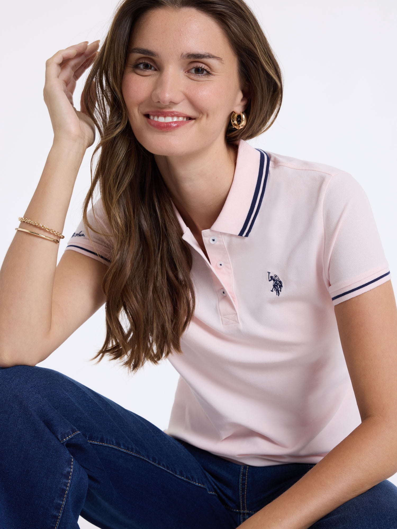 U.S. Polo Assn. Women's Double Tipped Polo Shirt, Sizes XS-XL