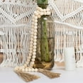 thumbnail image 5 of Yirtree Rustic Wooden Bead Garland with Linen Rope Tassels, 57 Inch Natural Decor, 5 of 8