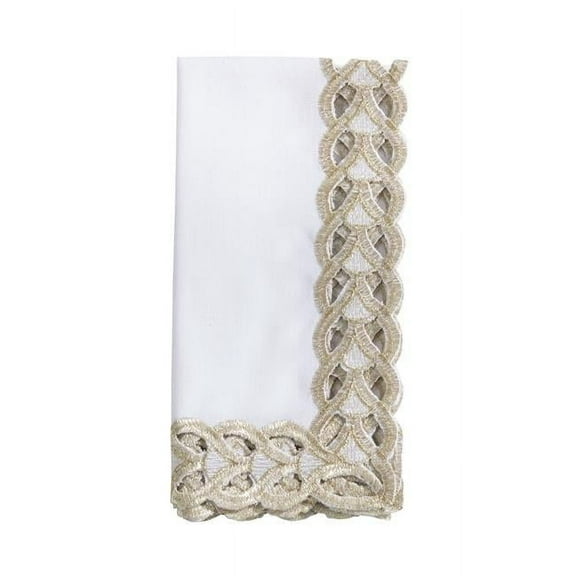 20 in. Braided Bliss Border Napkin, Gold - Set of 4