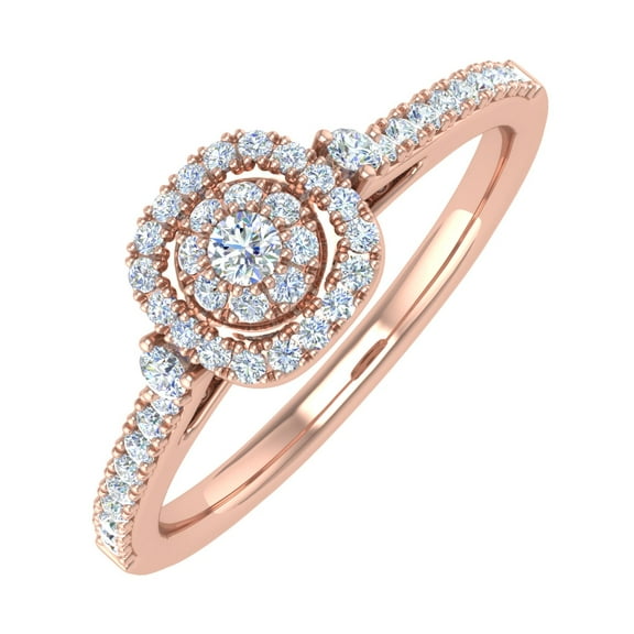 1/4 Carat Diamond Engagement Rings in 10K Rose Gold - IGI Certified (Ring Size 8.5)