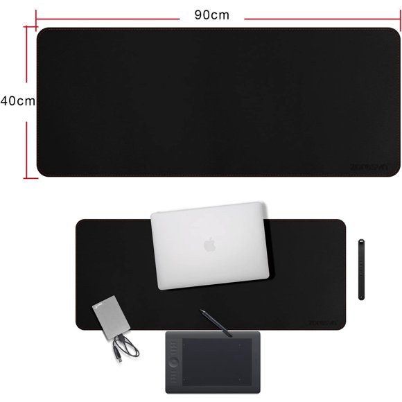 ZORESYN XL Large Mouse Pads (90 x 40cm) - PU Leather Large Gaming Mousepad Desk Mat - Nonslip Base and Waterproof