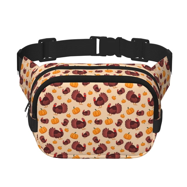 Disketp Thanksgiving Turkey and Pumpkin Riñonera de Doble Capa, Bolsa de Cintura Ajustable para Viajes, Correr y Senderismo, Riñonera Ligera para Hombre y Mujer