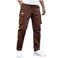 thumbnail image 3 of Pantalon Cargo en Ripstop pour Homme Pantalon Tactique Pantalon de Randonnée avec Multiples Poches Résistant à l'Eau pour Plein Air Militaire Pêche Travail Tenue Quotidienne Coupe Confortable / IhhxPro, Brun G, 3 of 9