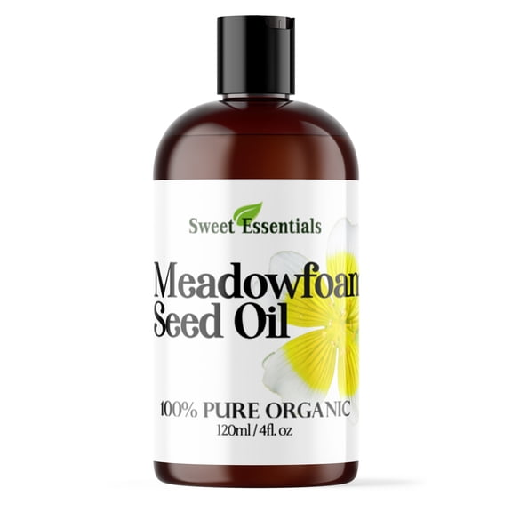 Premium Organic Meadowfoam Seed Oil, Imported From Canada, 4oz, 100% Pure, Cold Pressed - For Hair, Skin and Nails | Perfect Carrier Oil | Also Excellent For Mature Skin