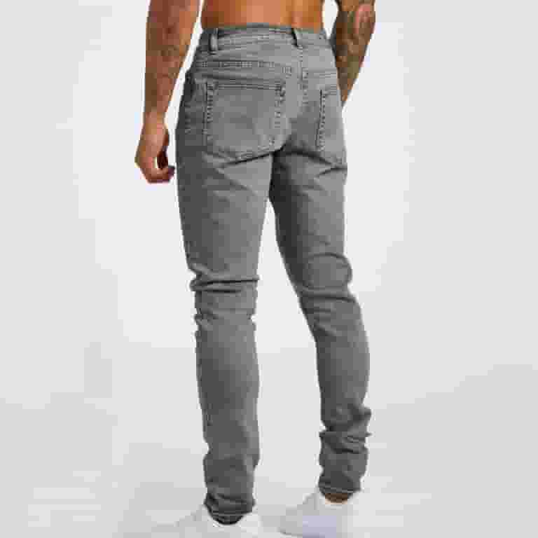 在庫処分 激安 食品 Waisted High Jean Pants Stretch Skinny Men's Gray Men for Clothing
