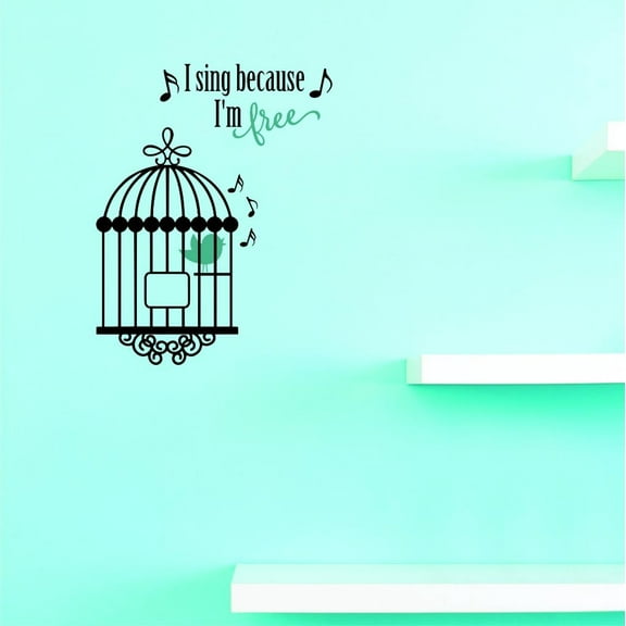 Custom Decals I Sing Because Im Free Wall Art Size: 12 X 18 Inches Color: Multi