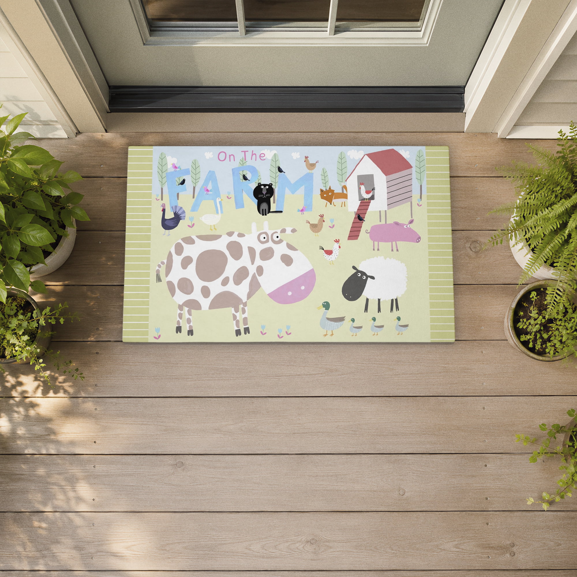 Stupell Industries Fun Farm Animals Printed Outdoor Door Floor Mat, design by Carla Daly