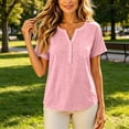 thumbnail image 7 of Womens Shirts V Neck Button Down Dressy Casual Henley Shirts for Women Summer Short Sleeve Trendy Classic Loose Fit Tops Blouses Pink XXXL, 7 of 7
