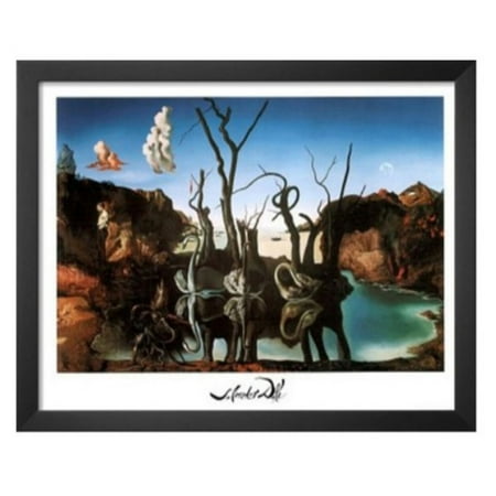 - BuyArtForLess Swans Reflecting Elephants Framed Wall Art by Salvador Dali
