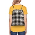 thumbnail image 4 of Naloa Black Plaid Heart Drawstring Backpack String Bag Cinch Water Resistant for Gym Shopping Sport Yoga, 4 of 6