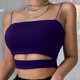 thumbnail image 1 of Women's Sexy Fashion Spaghetti Strap Cutout Crop Top Casual Solid Color Cropped T-Shirt Sleeveless Top Plus Sizepangjing, 1 of 4