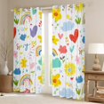 thumbnail image 2 of Manfei Kids Girls Rainbow Blackout Curtains Set of 2 (52x84 Each), Cute Flower Floral Window Curtains, Children Kawaii Curtains and Drapes, Luxurious Home Decor, 2 of 6