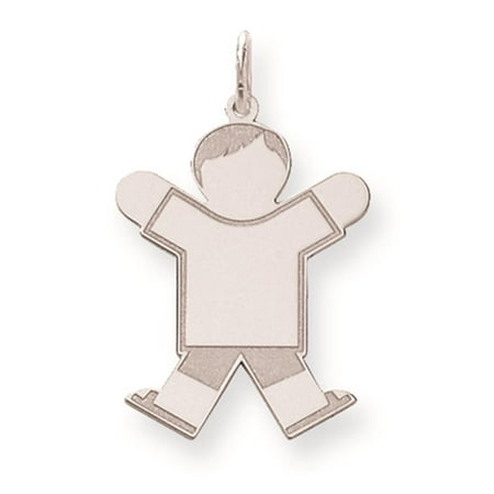 Laser-cut Polished Kid Solid Charm Pendant 30mmx18mm 925 Sterling Silver