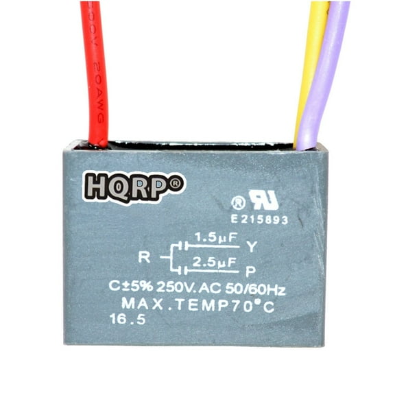 HQRP Capacitor Works with Harbor Breeze Ceiling Fan CBB61 1.5uf 2.5uf 3-Wire