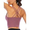 thumbnail image 4 of SHCKE Women Longline Sports Bra Cross Back Wirefree Removable Pads Bra Workout Running Camisole Crop Top, 4 of 6