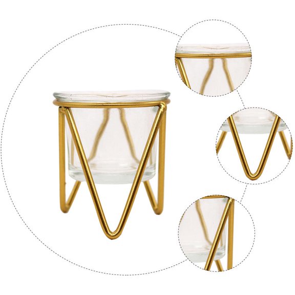 ibasenice Golden Hollow Metal Candle Holder Desktop Stand, Resistant, Elegant Design for Home Decor