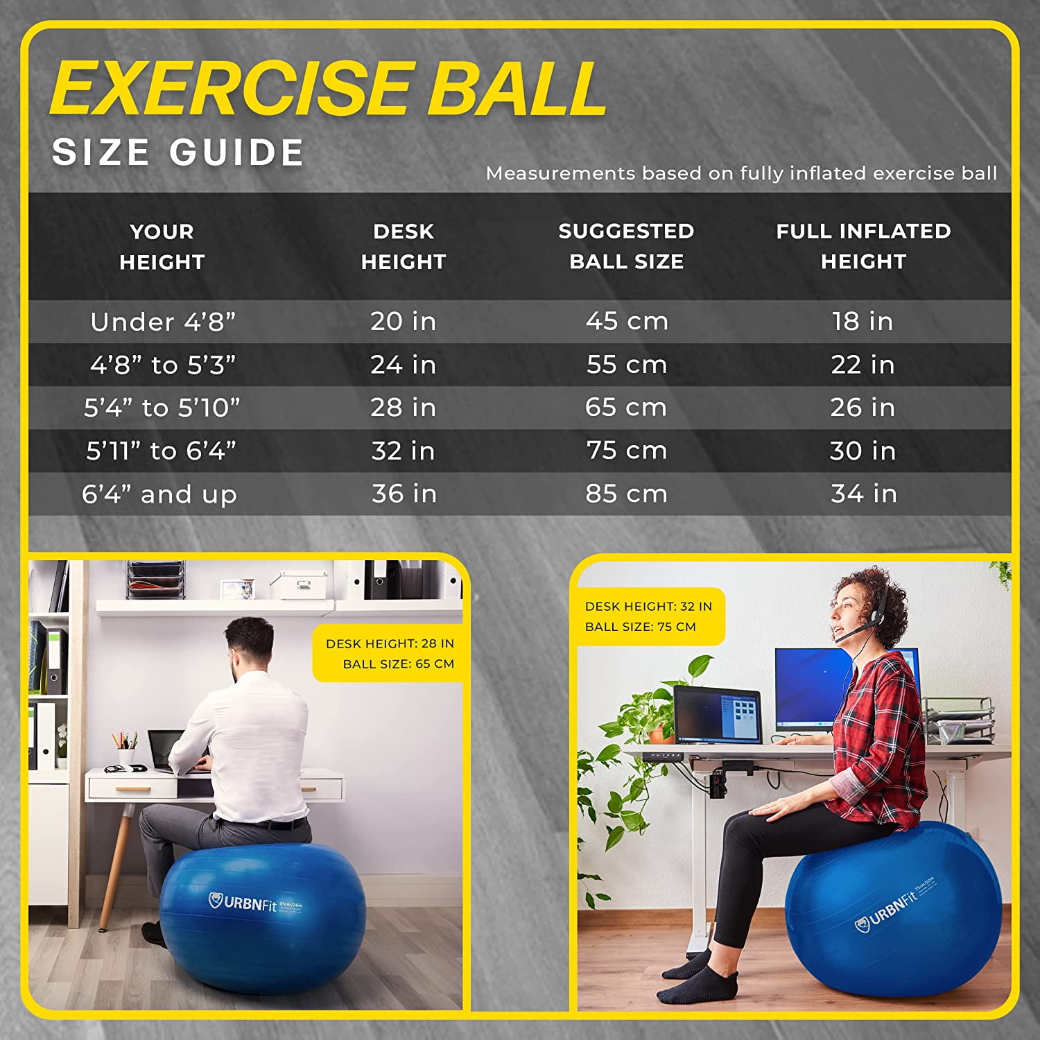 Balance and Yoga Multiple Sizes Details about   URBNFit Exercise Ball Stability for Fitness 