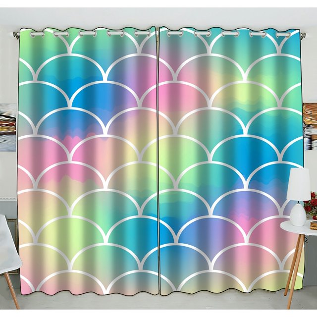 Cortina de cocina ABPHQTO Cuento de sirenas Degradada 130x210 cm (Dos piezas)