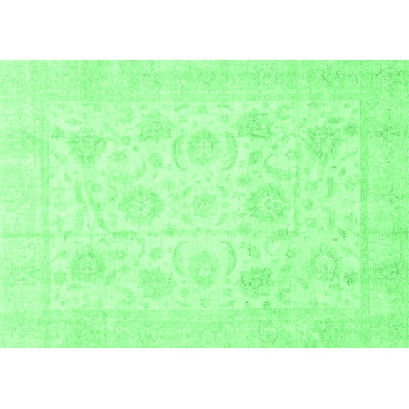 Ahgly Company Indoor Rectangle Oriental Emerald Green Traditional Area Rugs, 7' x 9'