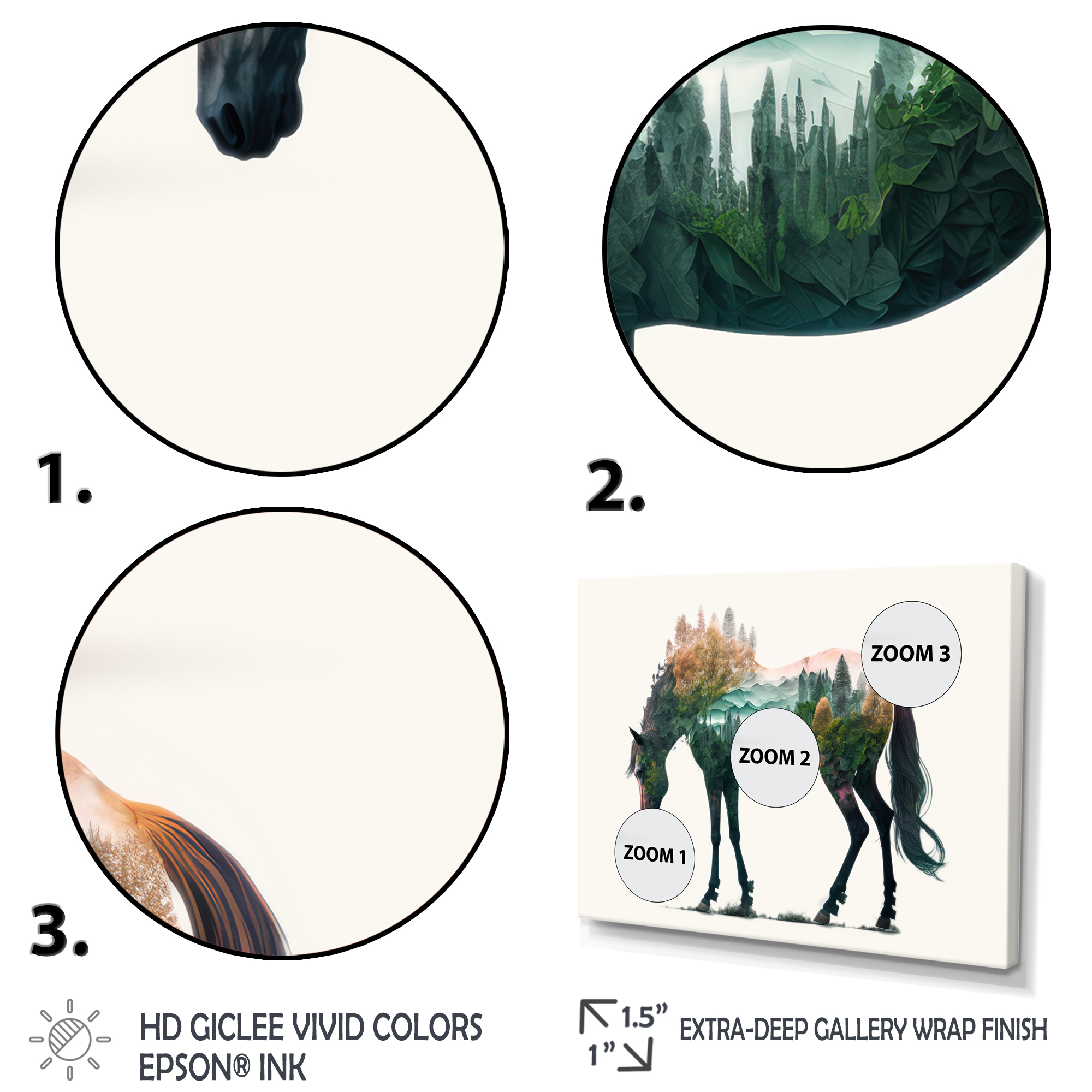 Designart Double Exposure Of A Horse With Nature Landscape II Canvas Wall Art
