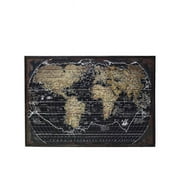 Urban Trends Collection  Wood Rectangle Panel Giclee Print of World Atlas with Frame, Black