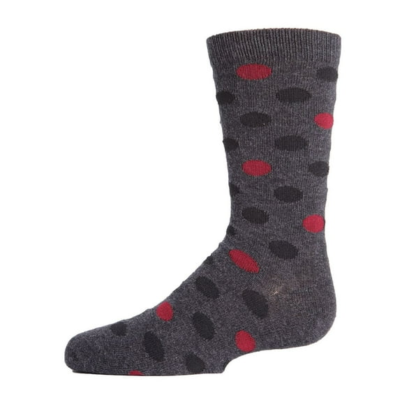 MeMoi Boys' Spots and Dots Ribbed Cotton Crew Socks - Boys - Male, 6-7, Dark Gray Heather