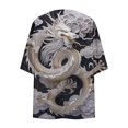 thumbnail image 5 of miqiqism Womens Lightweight Cardigan Trendy Cozy Loose fit Dragon Printed Kimono Cover up Lightweight Blouses Juniors Fashion Open Front Pleated Cardigans,White,Small, 5 of 5