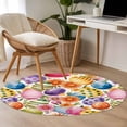 thumbnail image 5 of Easter Colorful Eggs 3ft Area Rug, Farmhouse Floral Polka Dot Washable Non-Slip Small Round Rugs for Entryway Bedroom Kitchen, Soft Circle Carpet for Dining Room, Playroom Nursery Rug, 5 of 9